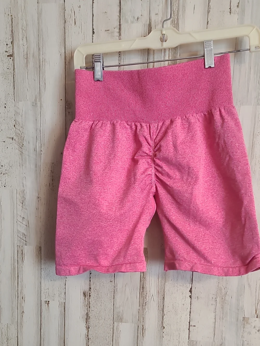 Pink Ruched High-Waist Bike Shorts